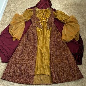 Hand made Medieval Fair dress with cloak.
